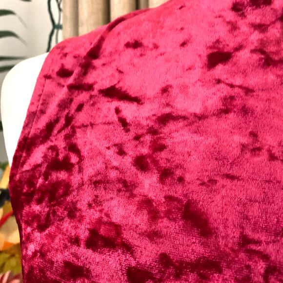 Modcloth Pure Luxe Sleeveless Crushed Velvet Velour Mini Swing Dress in Red - Picture 8 of 10